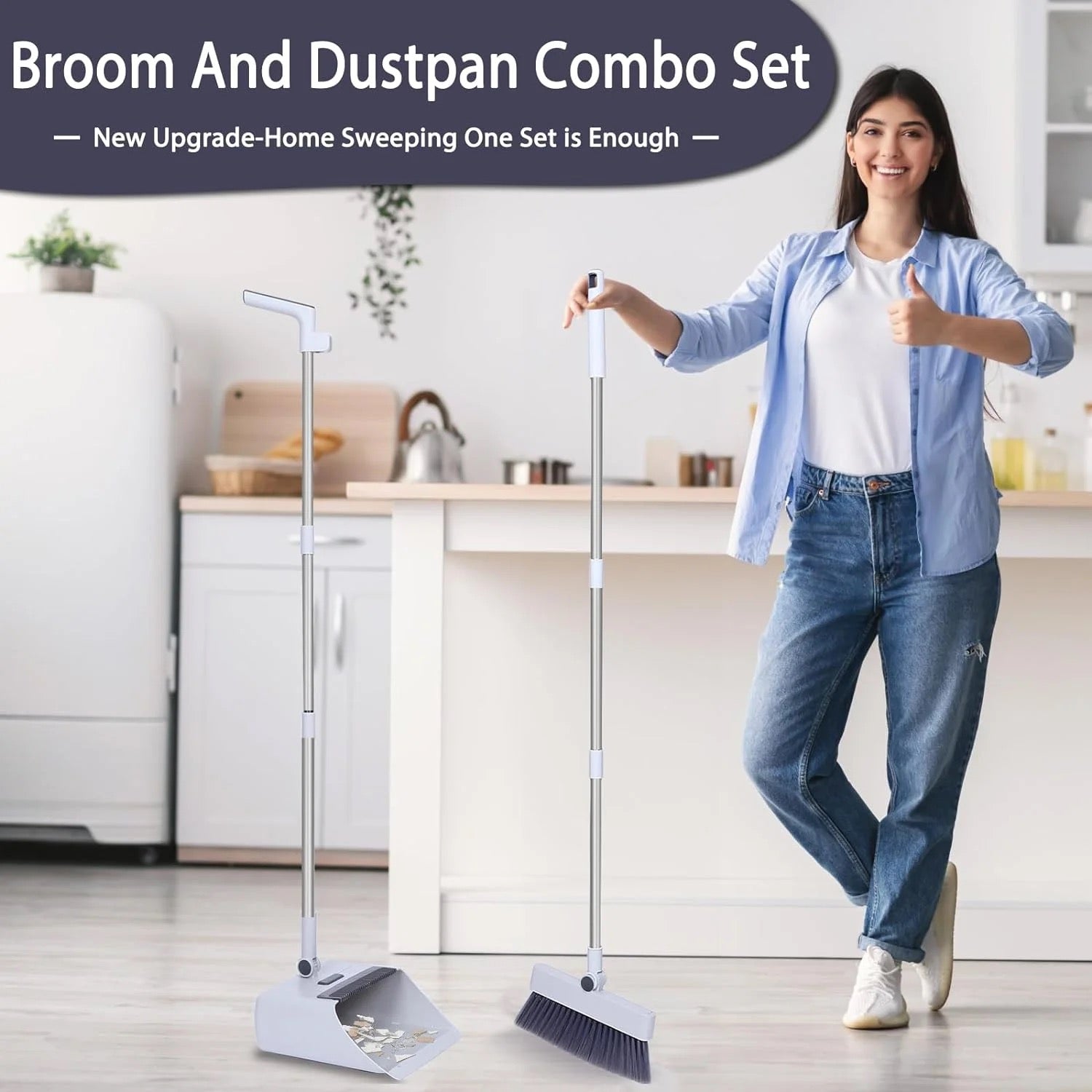 4 in 1 Broom and Dustpan Combo Set